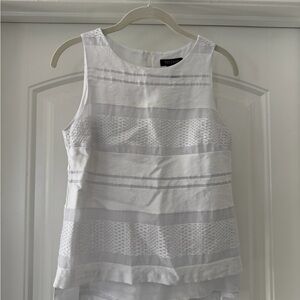 White House Black Market Textured White Sleeveless Blouse